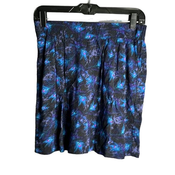 Frenchi Blue and Purple Peacock Elastic Waist Mini Skirt Size Medium - Picture 1 of 8